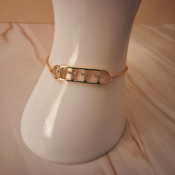 💥 Pretty Bird 24K Yellow Gold Plated Cross Bracelet – Lariat Style - Picture 3 of 8